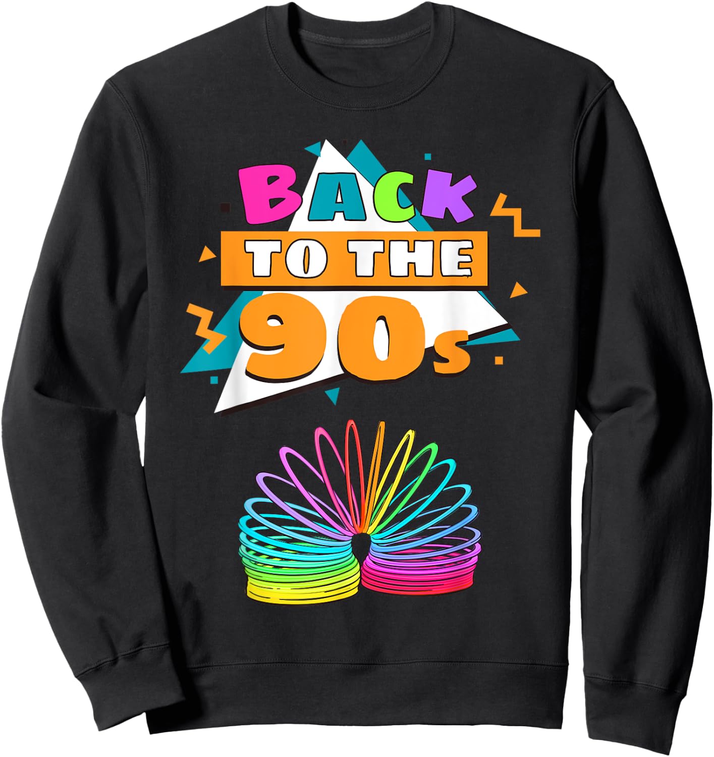 Men's Women's Kids Vintage Retro Back To 90's Graphic Design Sweatshirt - Sweatshirt | Black