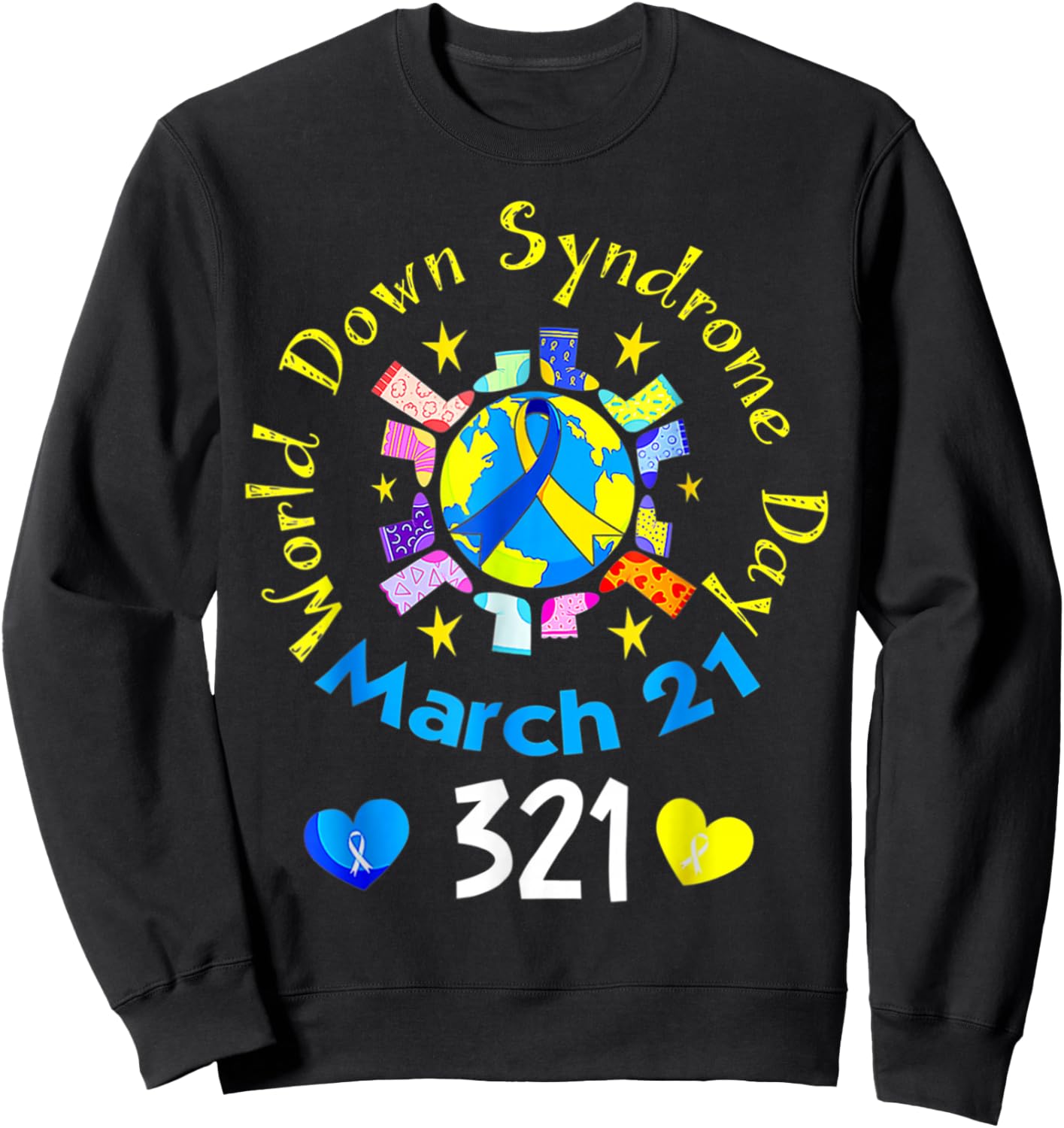 321 World Down Syndrome Awareness Day Rock Your Socks Sweatshirt - Sweatshirt | Black