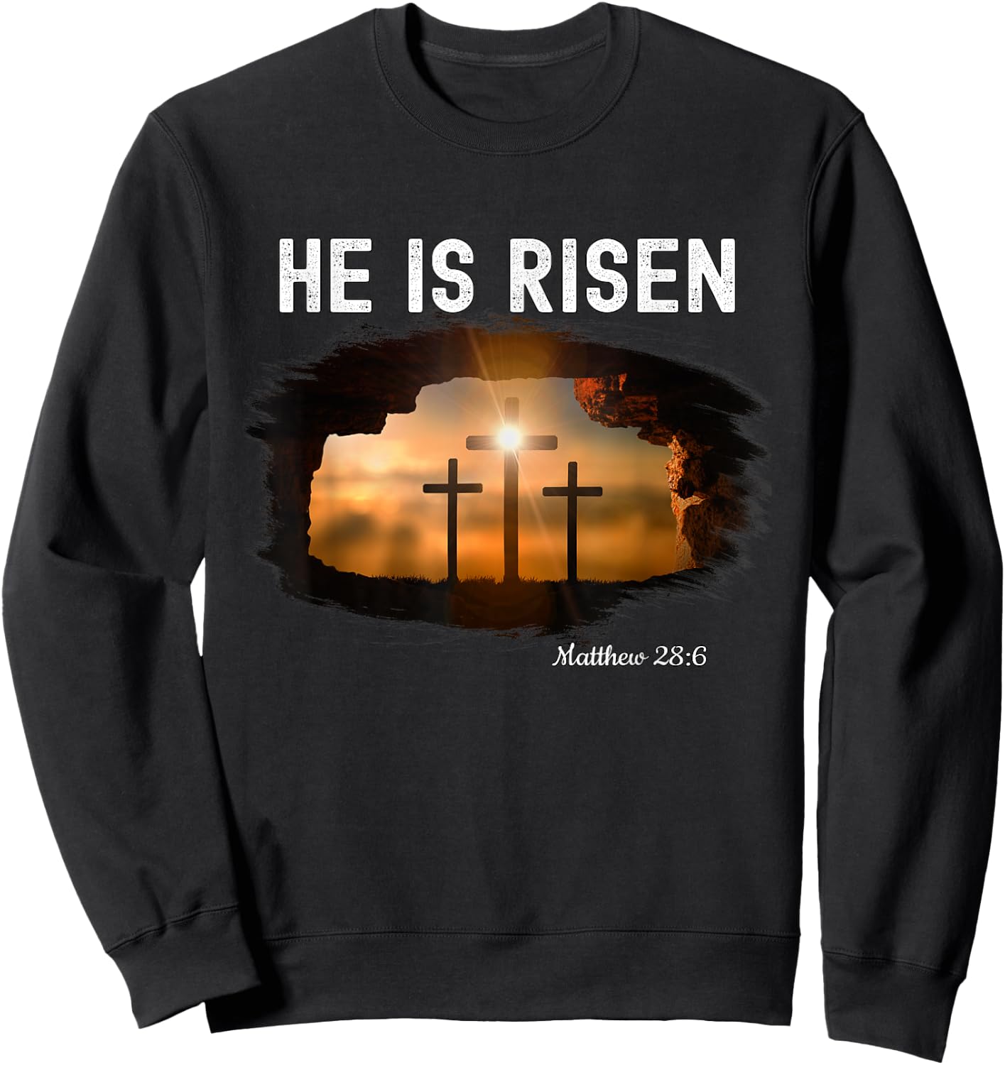 He is risen Christian Easter Jesus Matthew 28:6 Sweatshirt - Sweatshirt | Black