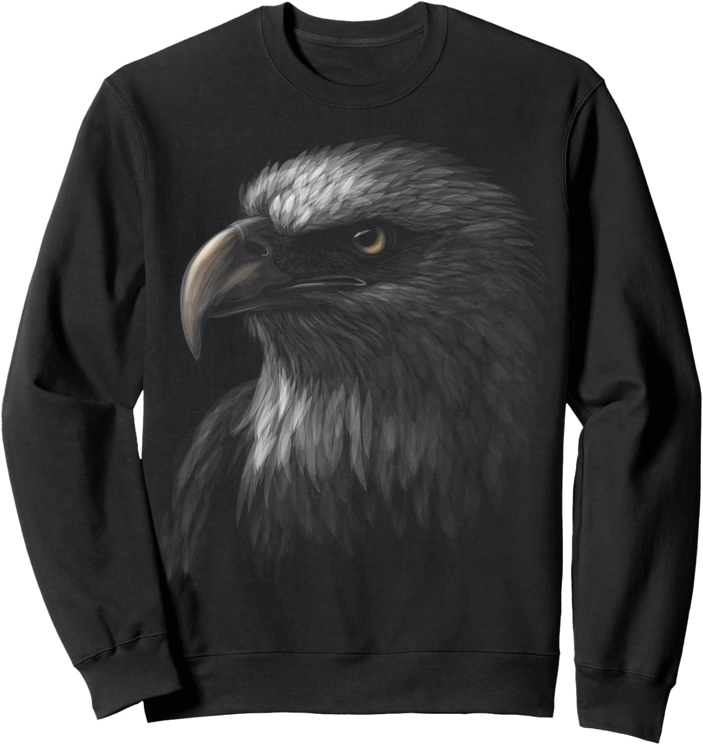 Cute Bald Eagle Head Black Art for Lovers Eagles Birds Sweatshirt - Sweatshirt | Black