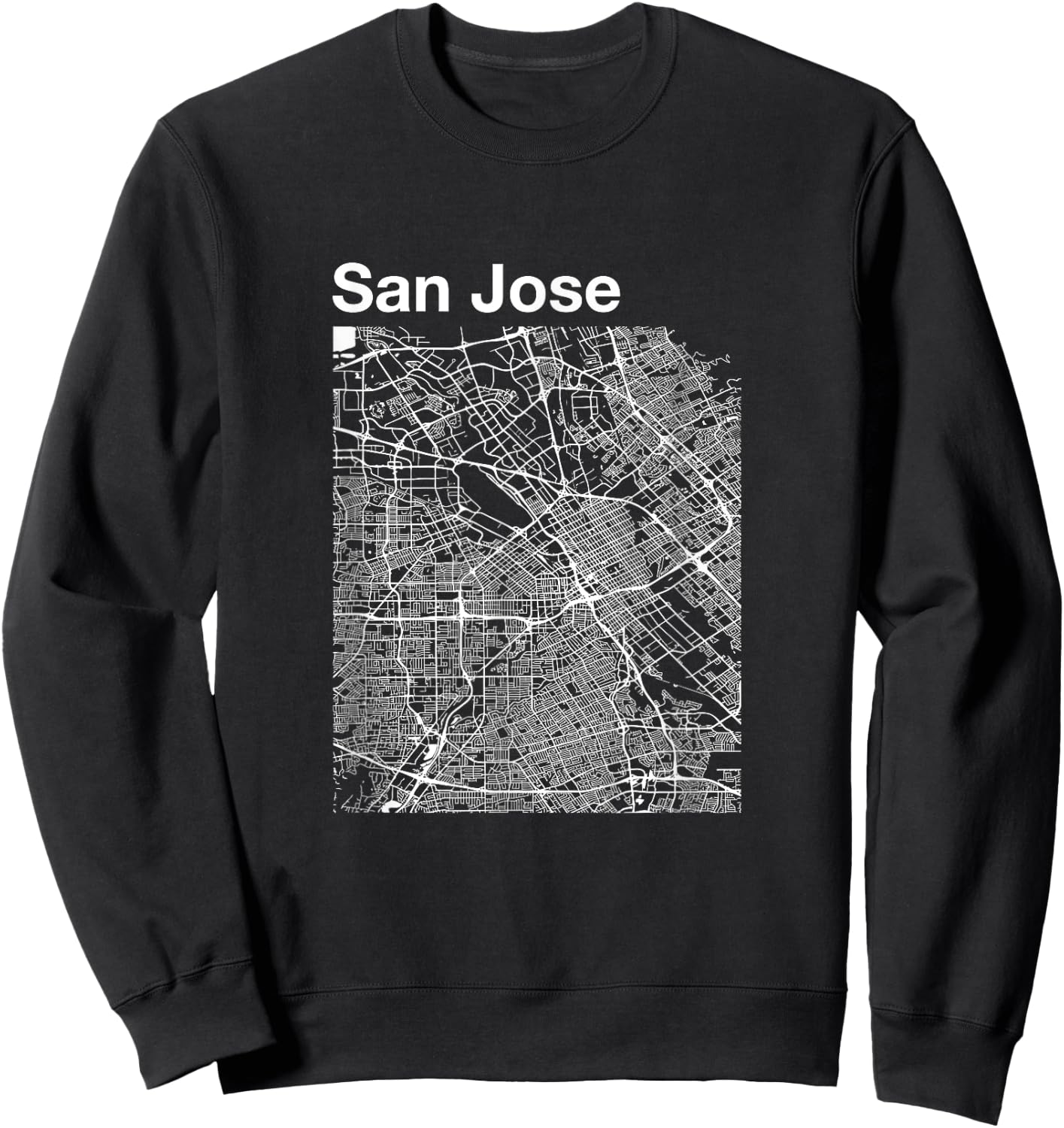 San Jose California Vintage Style Home City Street Map Sweatshirt - Sweatshirt | Black