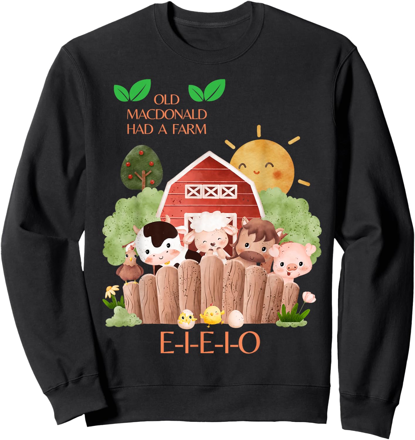 Old MacDonald Had a Farm E-I-E-I-O Boy Toddler Kids Birthday Sweatshirt - Sweatshirt | Black