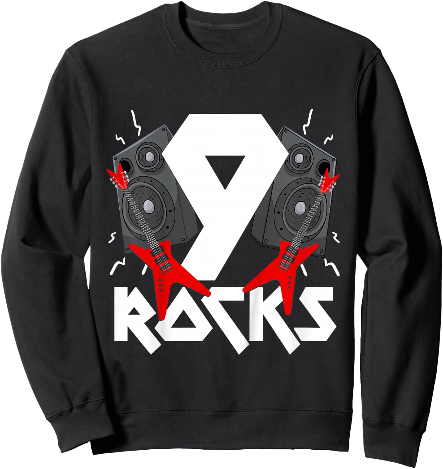 9 Rocks Birthday Party 9 Year Old Rock N Roll Star 9th Gift Sweatshirt - Sweatshirt | Black