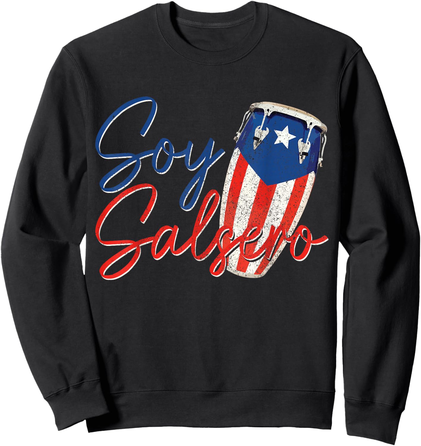 Puerto Rico Salsa Dancing Music Flag Caribbean Souvenir Sweatshirt - Sweatshirt | Black