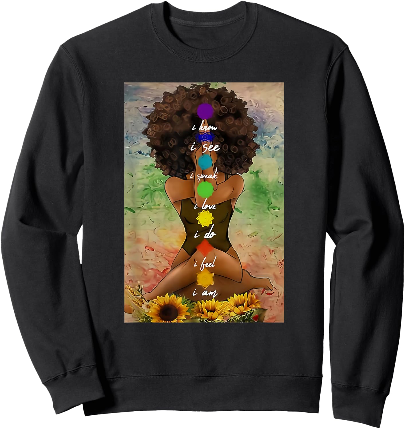 Yoga African American Wall Art Sweatshirt - Sweatshirt | Black