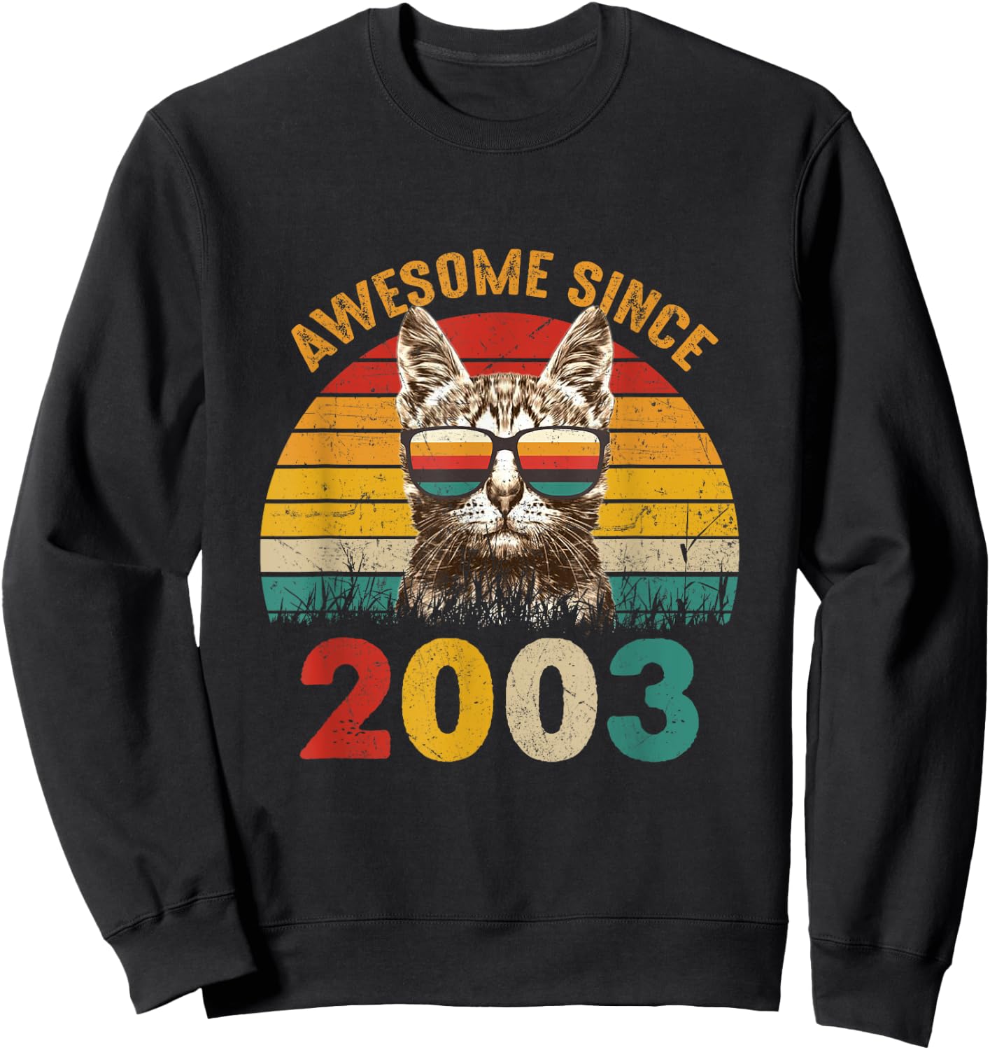 22nd Birthday Party 22 years old Cat Awesome Since 2003 Sweatshirt - Sweatshirt | Black