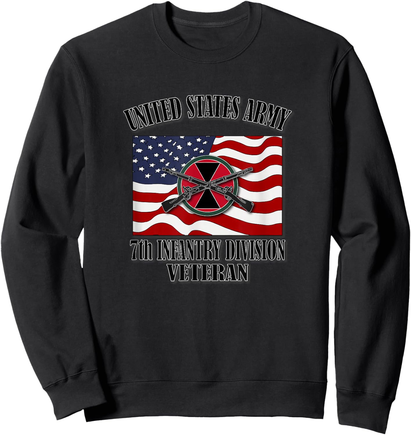 7th Infantry Division Veteran (Front Design) Sweatshirt - Sweatshirt | Black
