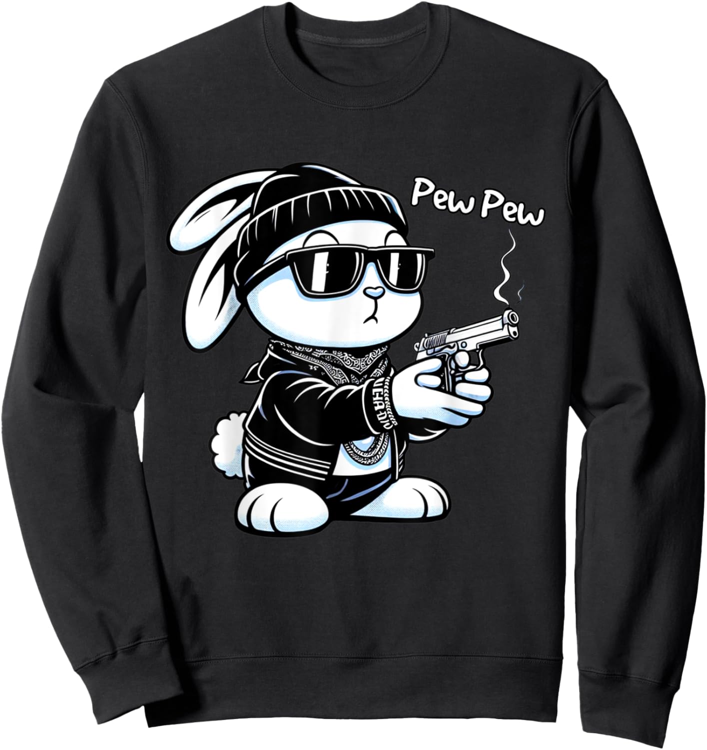 Thug Bunny Rabbit Gangster Rabbit With Gun Funny Rabbit Sweatshirt - Sweatshirt | Black