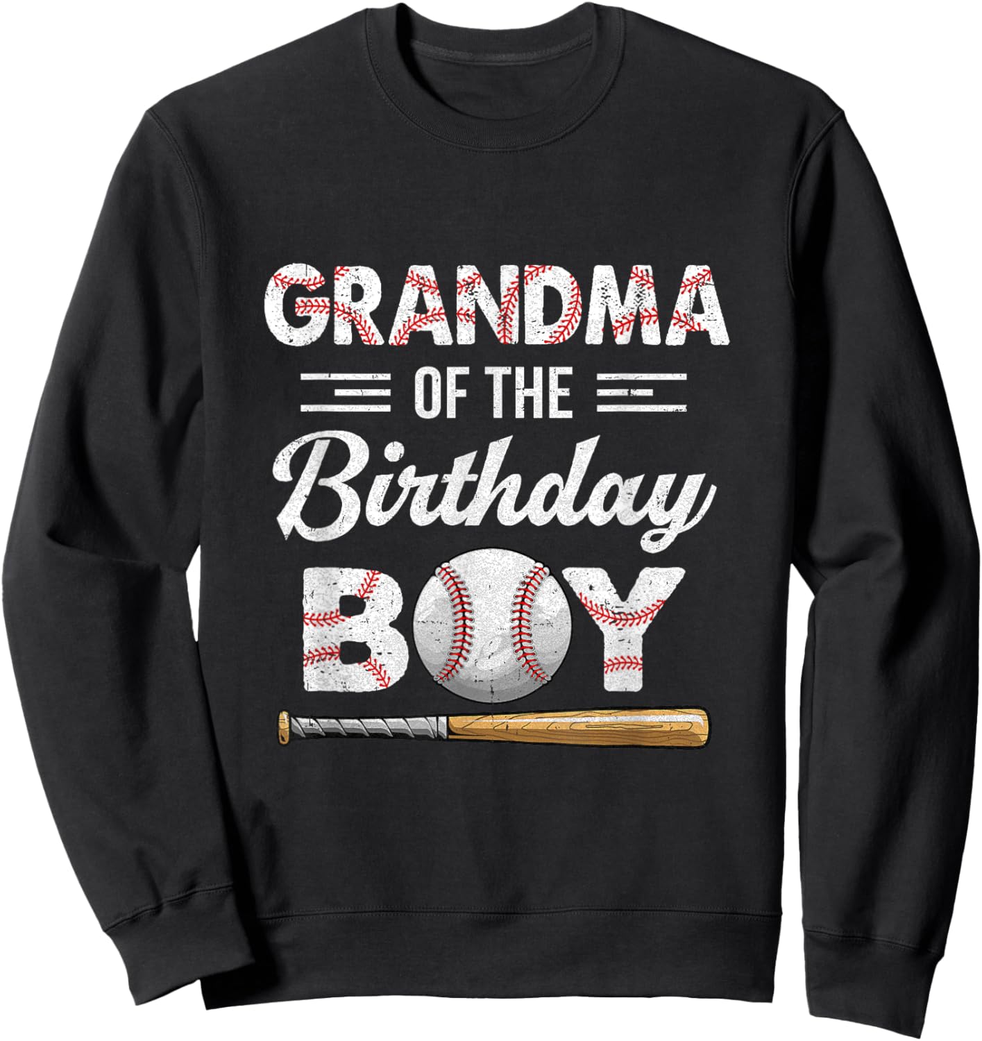 Grandma Of The Birthday Boy Baseball Matching Family Party Sweatshirt - Sweatshirt | Black