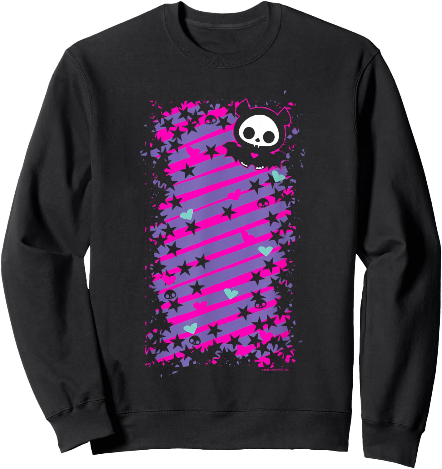Skelanimals Diego Bat Vintage Pink Colour Pop Stripe Vignette Sweatshirt - Sweatshirt | Black