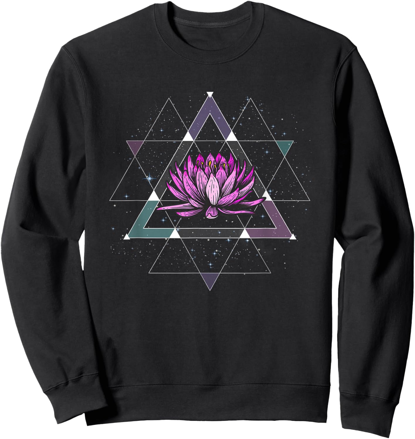 Lotus Flower Sacred Geometry Yoga Meditation Spiritual Zen Sweatshirt - Sweatshirt | Black