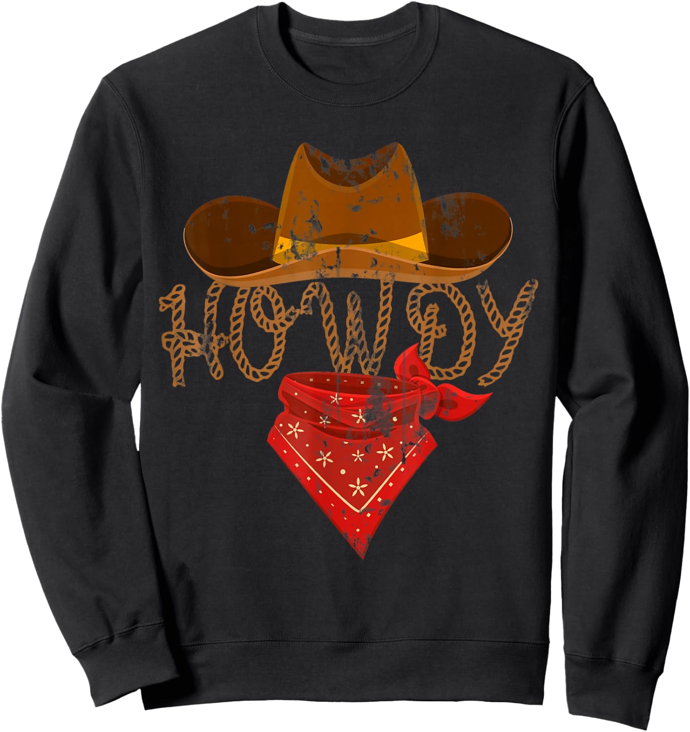 Western Cowboy Howdy - Classic Fit, Short Sleeve, Black Polyester & Cotton Sweatshirt - Sweatshirt | Black