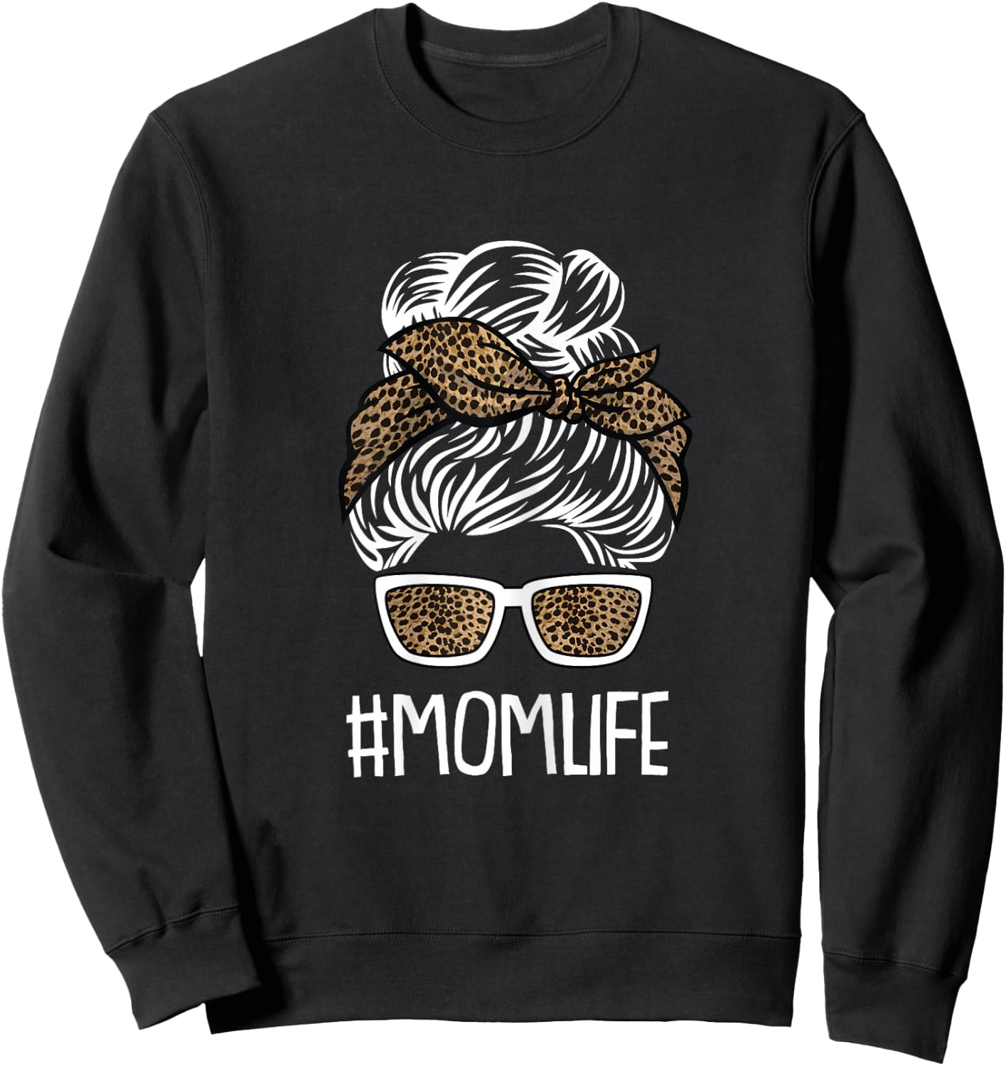 Mom-Life Mothers-Day Leopard Print Mama Mommy Momma Sweatshirt - Sweatshirt | Black
