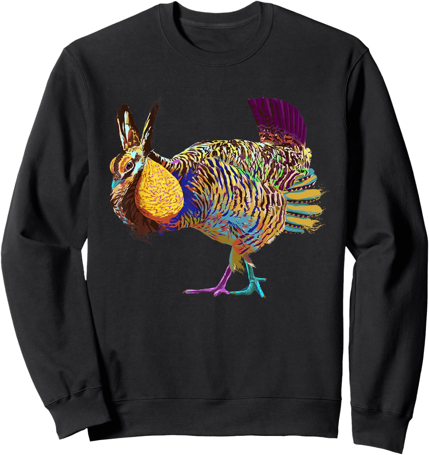 Colorful Prairie Chicken Sweatshirt - Sweatshirt | Black