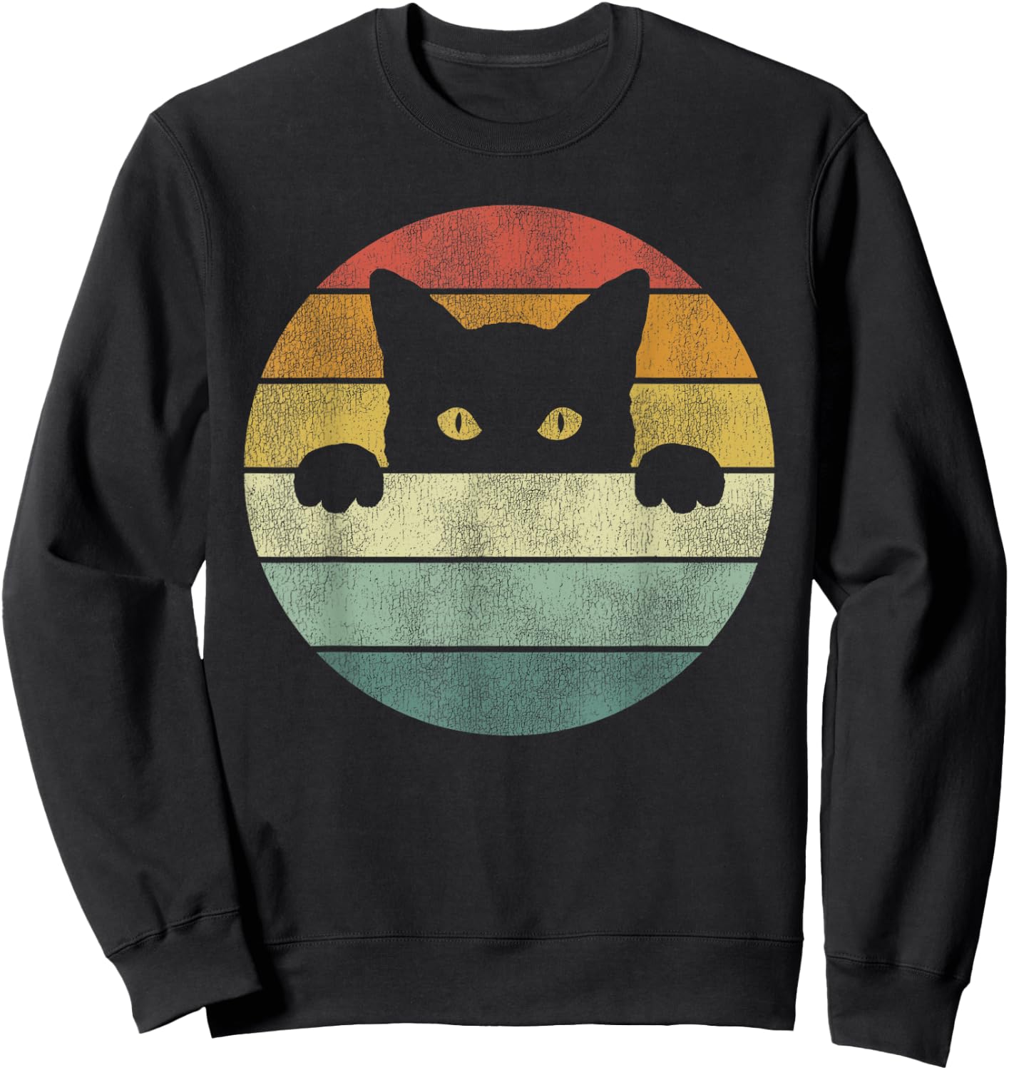 Retro Cat Shirt Vintage Funny Cat Sweatshirt - Sweatshirt | Black