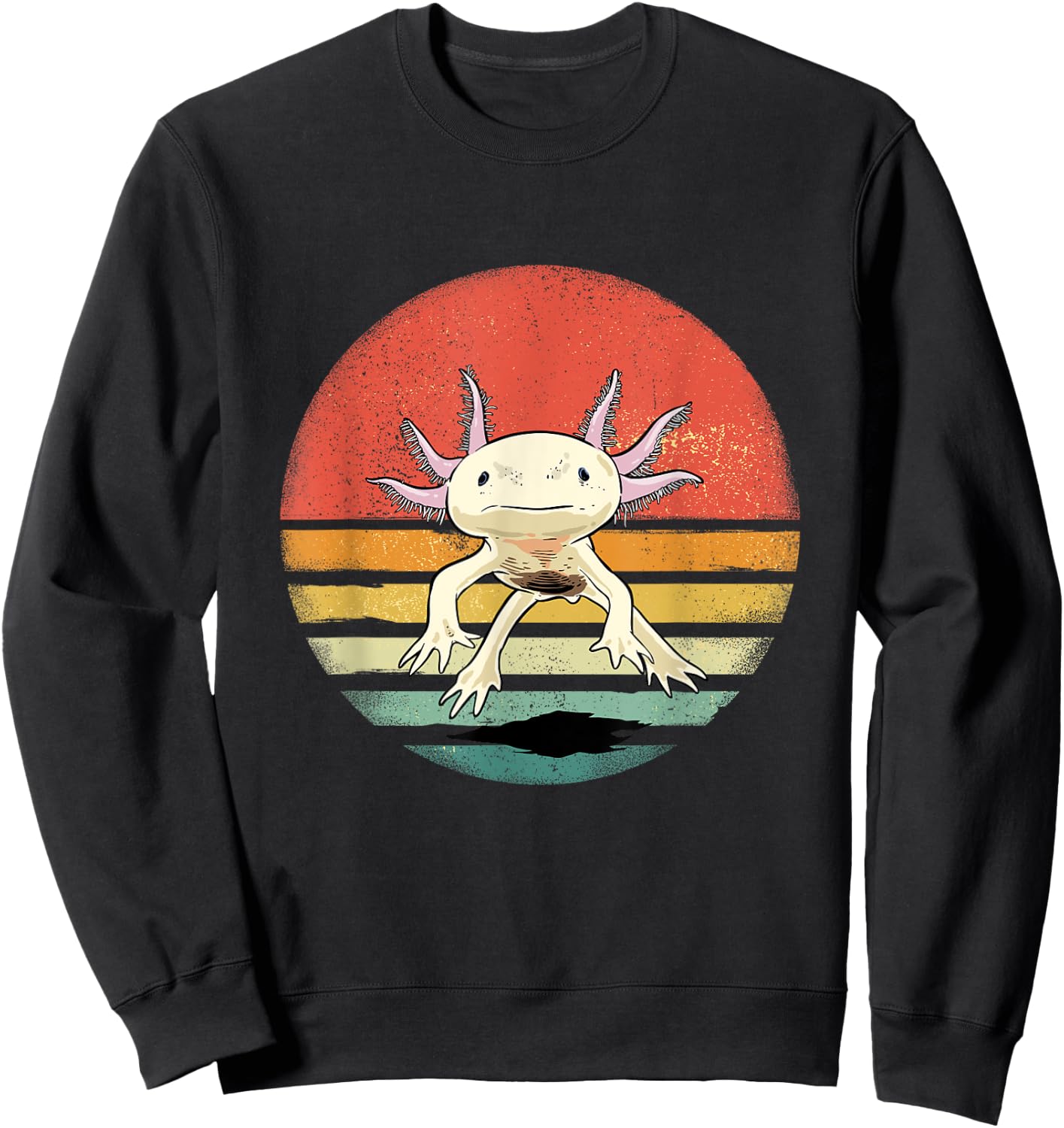 Wowsome! Adult Axolotl Retro Vintage - Black - Small Sweatshirt - Sweatshirt | Black