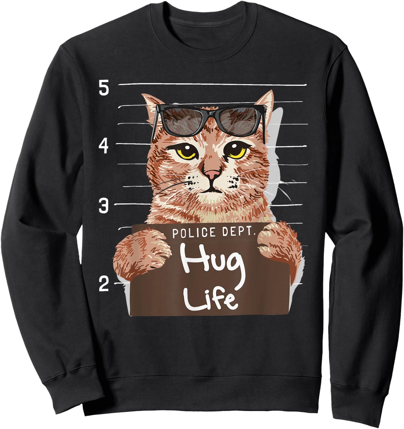 Hug Life Funny Cat Thug Gangster Police Dept kitten kitteh Women Sweatshirt - Sweatshirt | Black