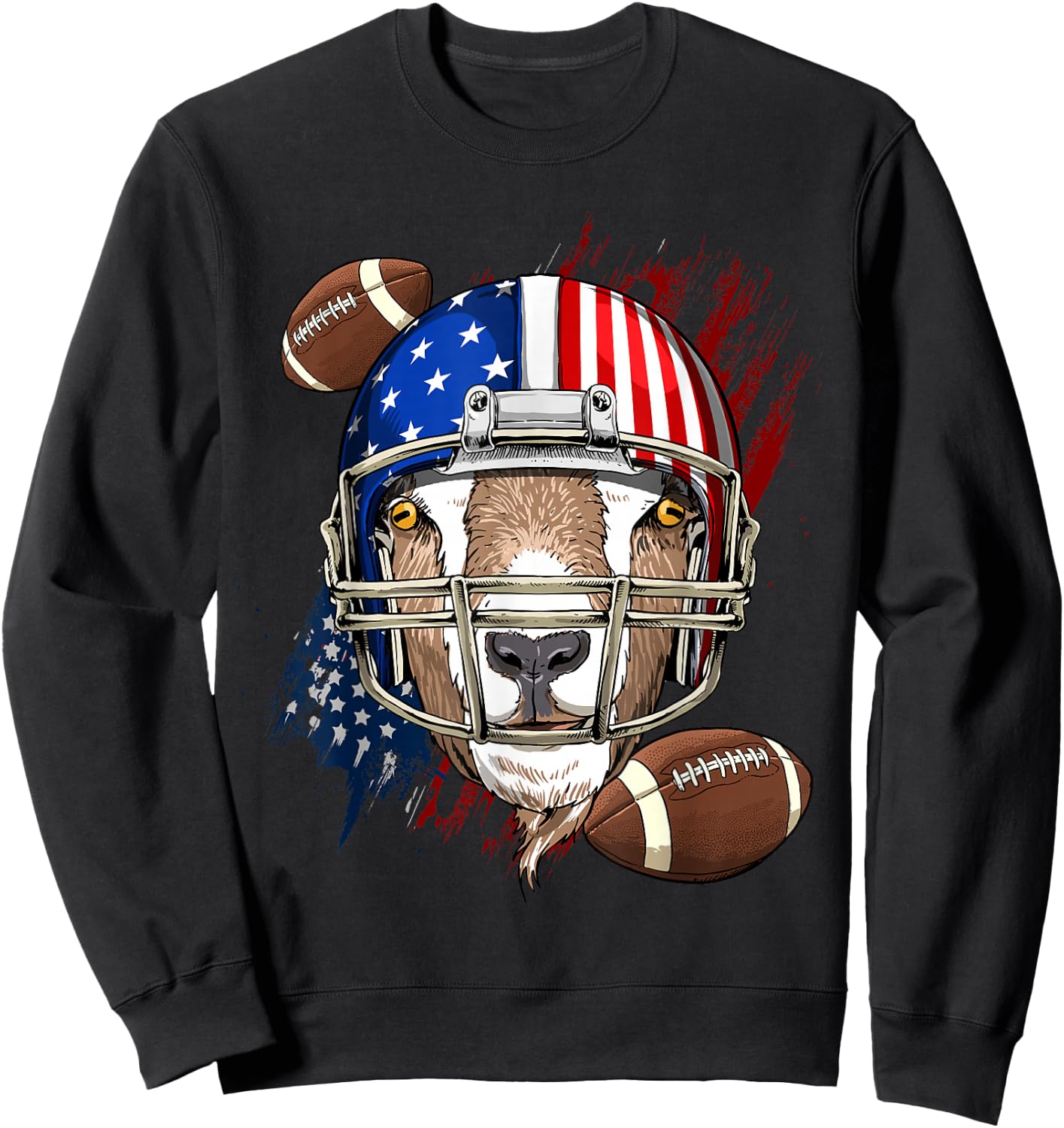 Goat American Football Goat Lovers USA Flag Sweatshirt - Sweatshirt | Black