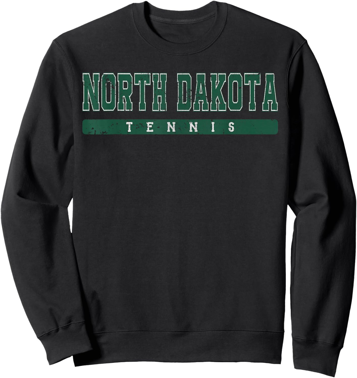 North Dakota Tennis Green Vintage Text Sweatshirt - Sweatshirt | Black
