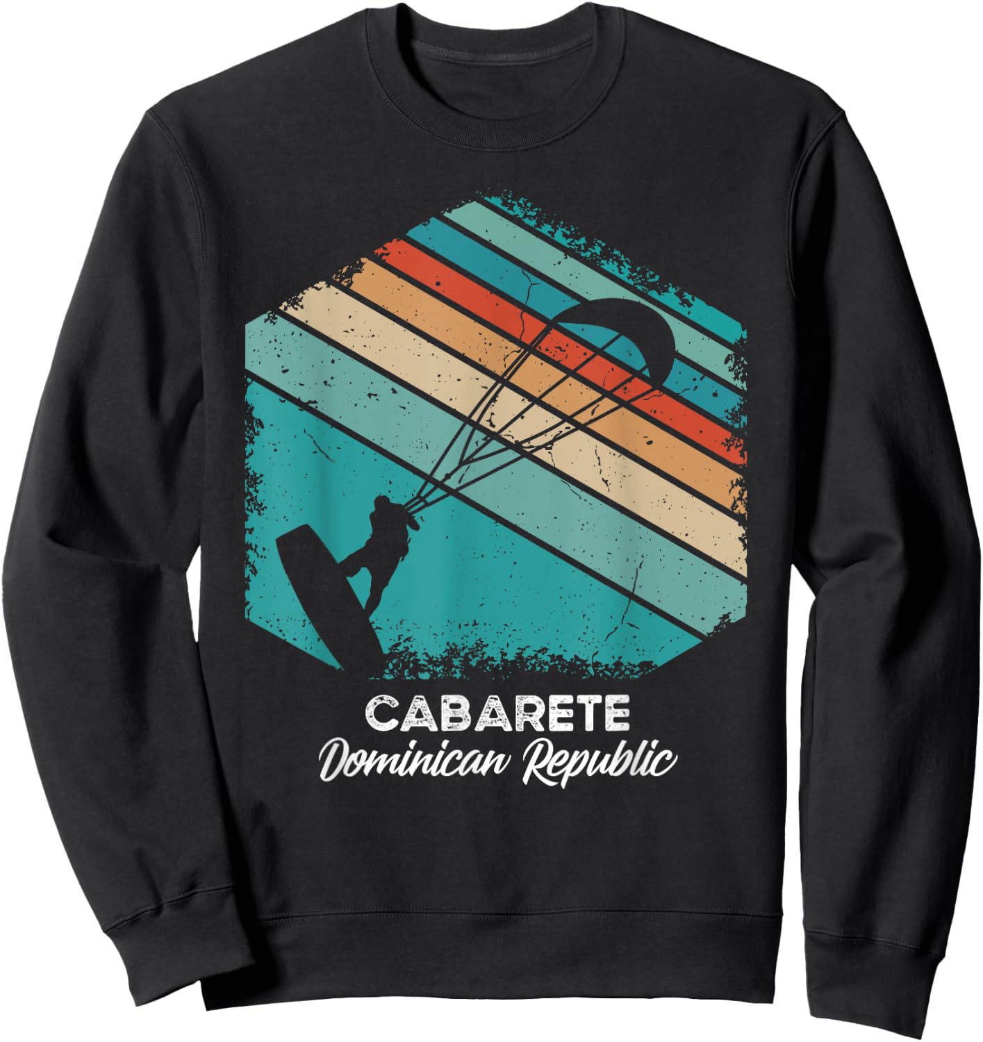 Vintage Retro Kitesurf Cabarete Kite Surfing Sweatshirt - Sweatshirt | Black