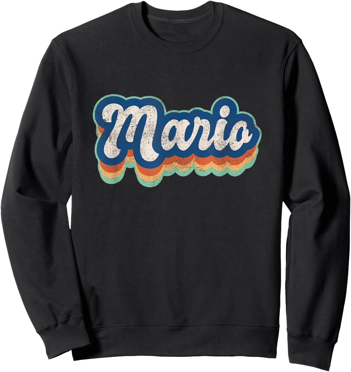 Mario First Name Boy Vintage Style 70s 80s Personalized Sweatshirt - Sweatshirt | Black