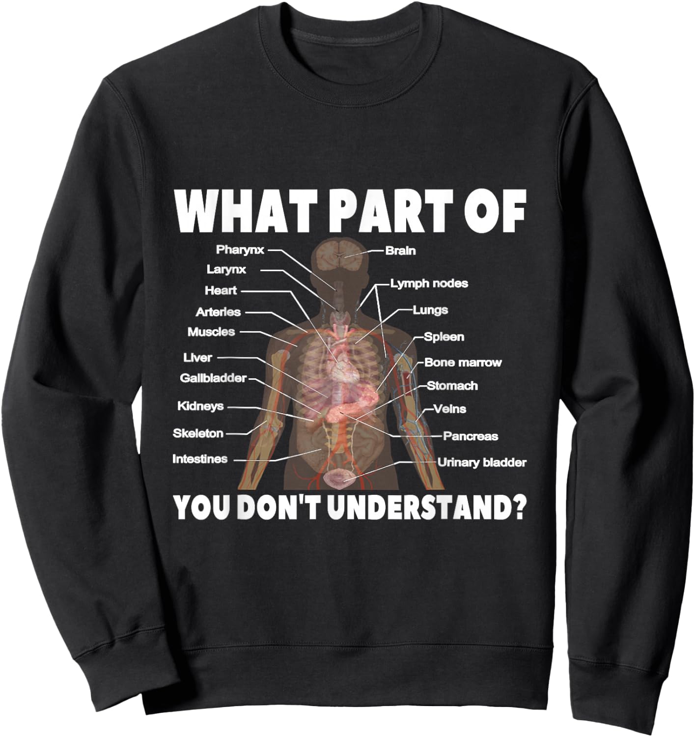 What Part Of Don't You Understand | Medical Anatomy Human Sweatshirt - Sweatshirt | Black