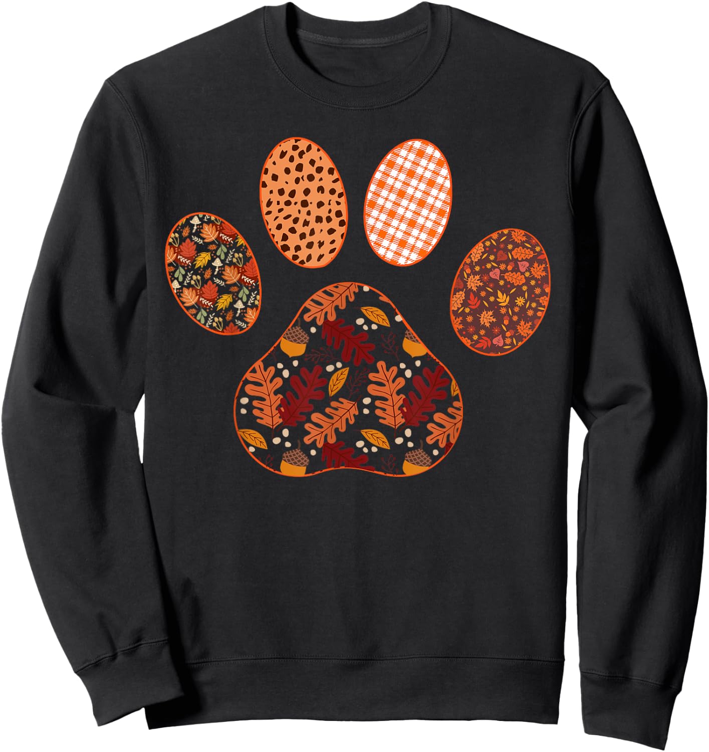 Paw Print Thanksgiving Dog Candy Fall Ghost Women Girls Kids Sweatshirt - Sweatshirt | Black