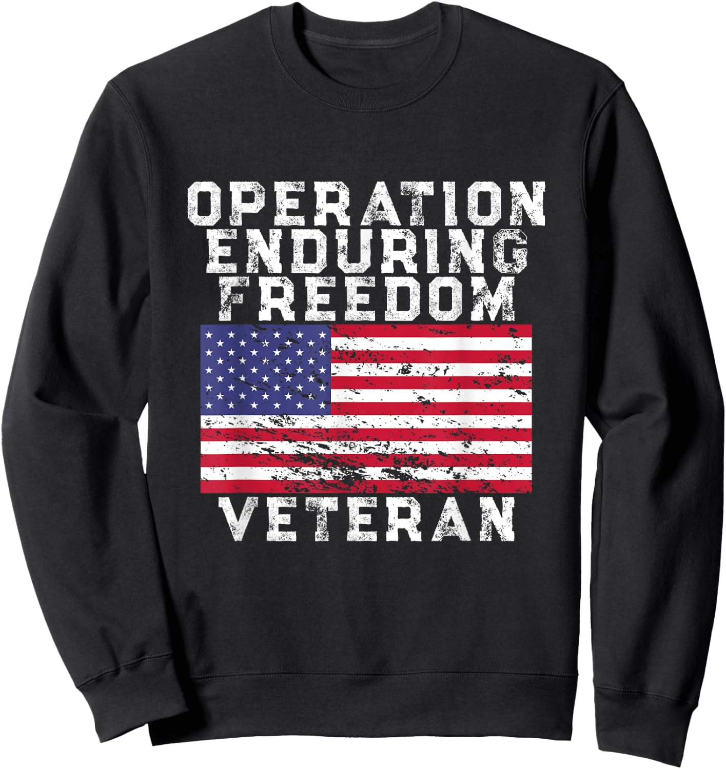 Operation Enduring Freedom Veteran - Vintage US Flag Sweatshirt - Sweatshirt | Black