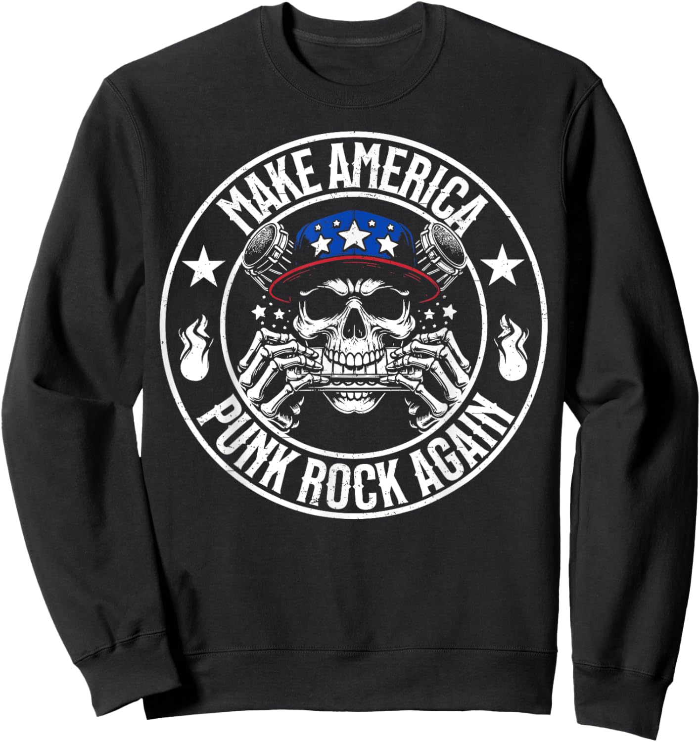 Make America Punk Rock Again Vintage Seal Funny Apparel Sweatshirt - Sweatshirt | Black