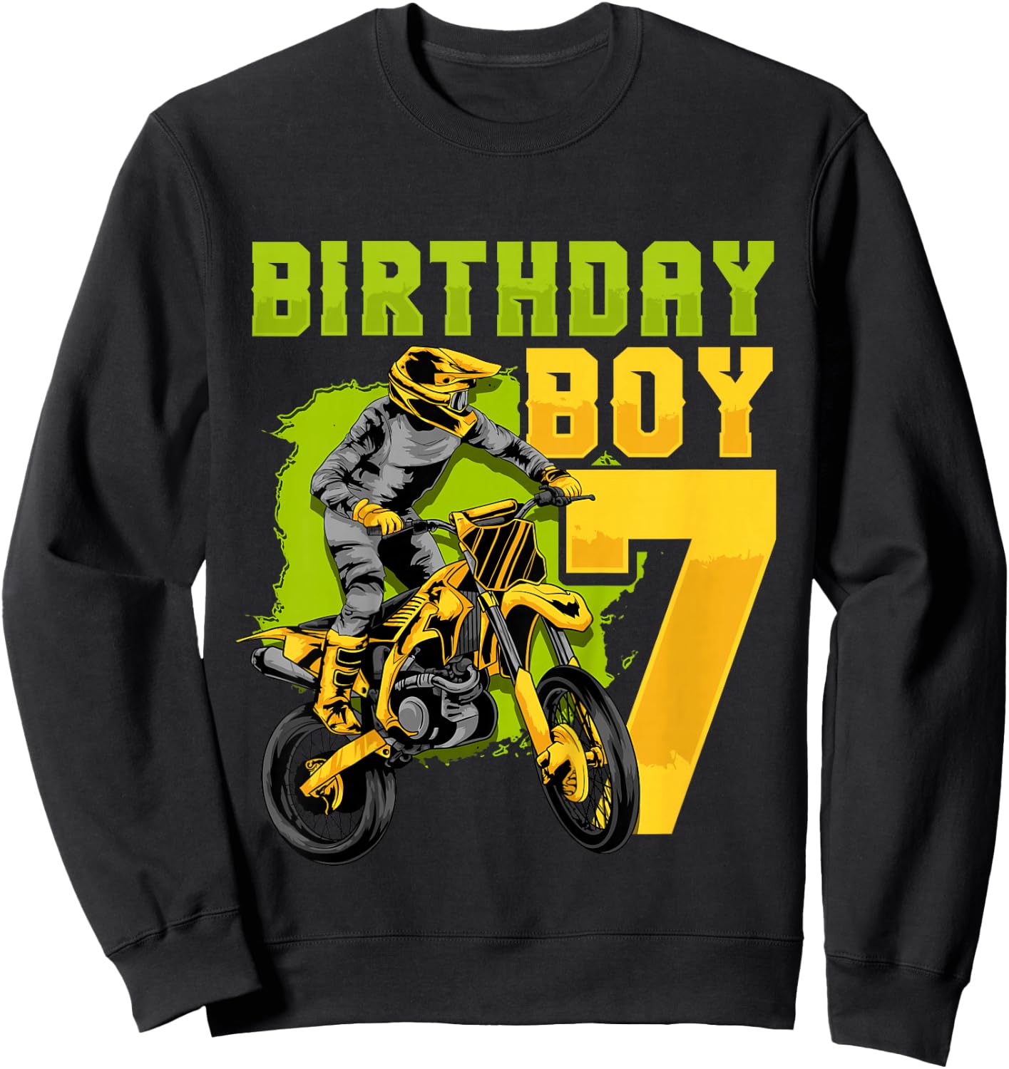 7th Birthday Gift Party Motocross Dirt Bike Racer 7 Years Sweatshirt - Sweatshirt | Black