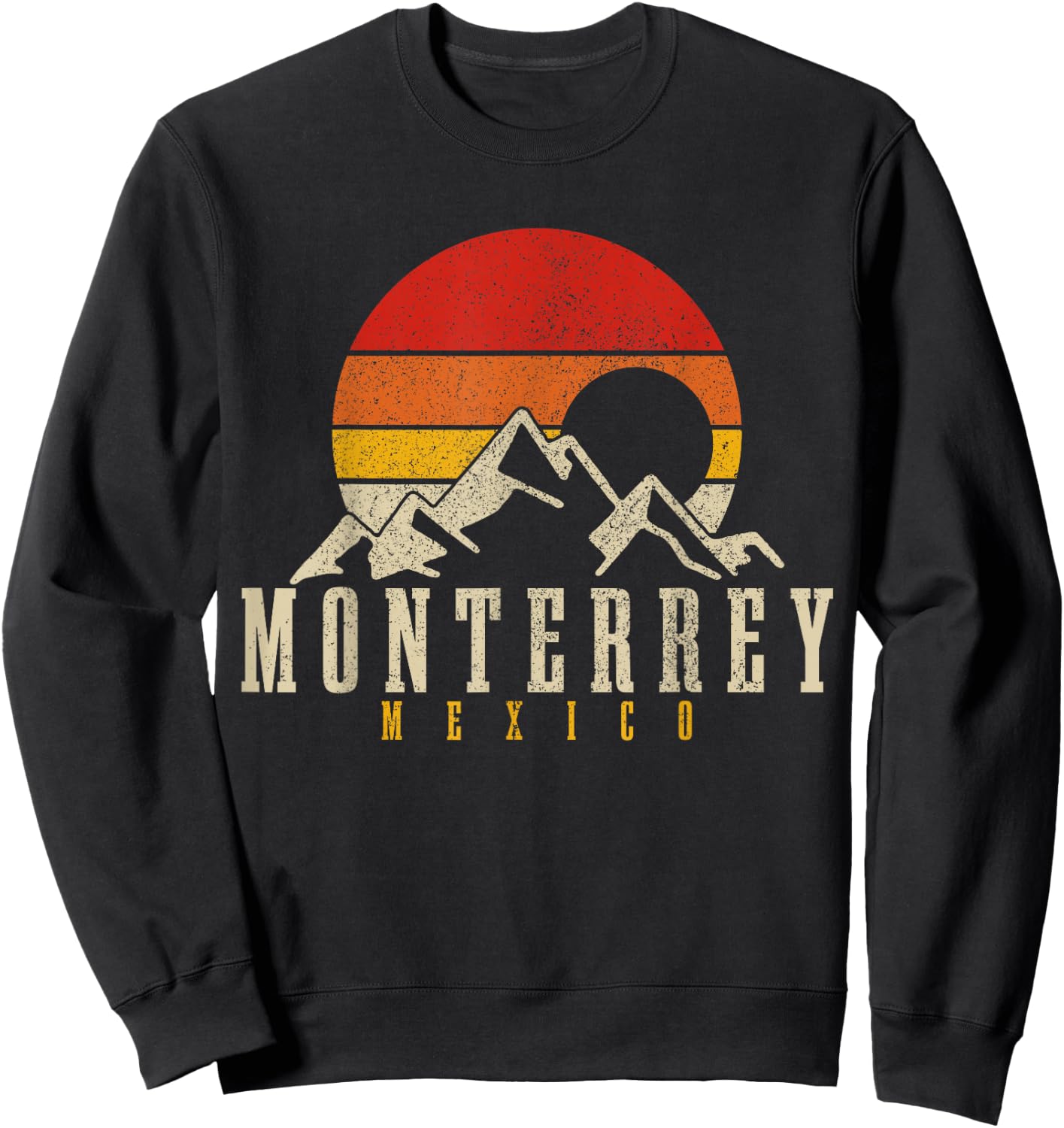 Monterrey Vintage Mountains Mexican Pride Mexico Sweatshirt - Sweatshirt | Black