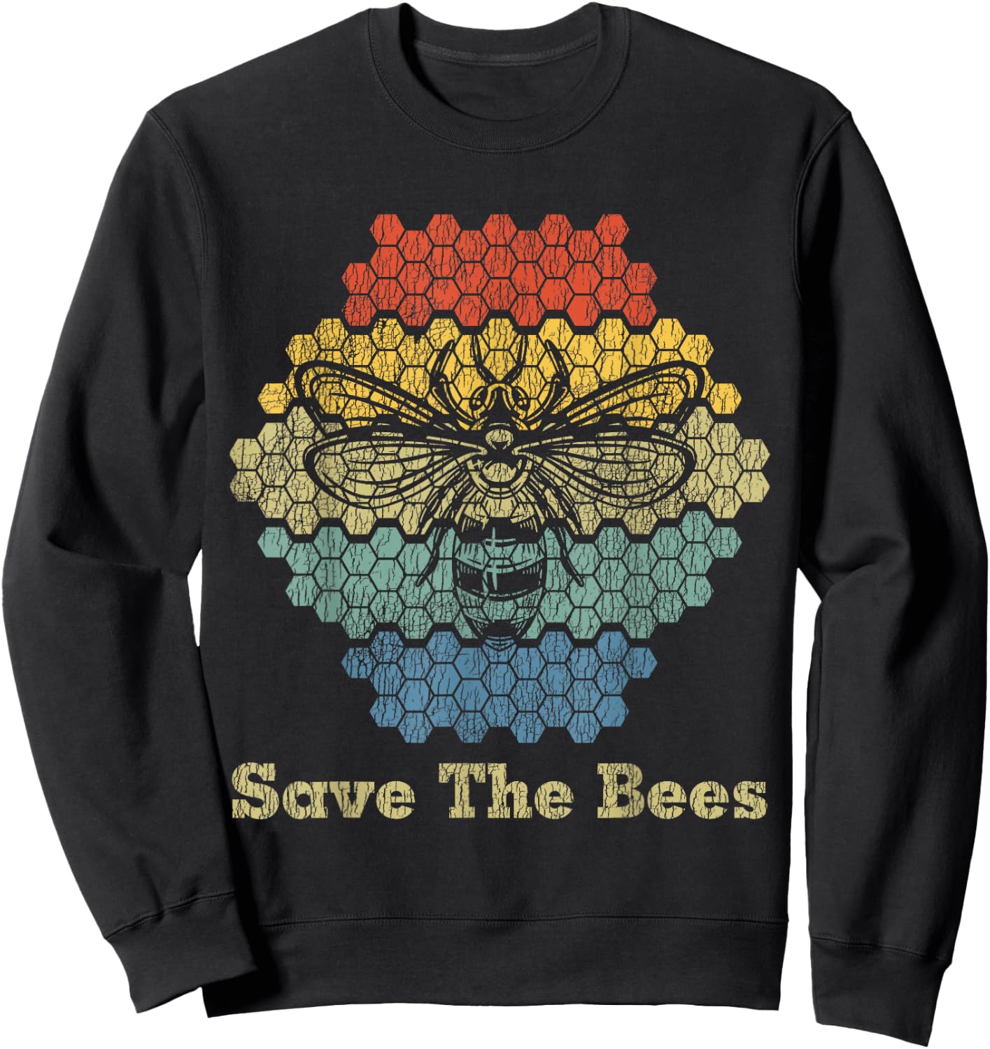 Retro Vintage Bumble Bee Save The Bees Keeper Climate Change Sweatshirt - Sweatshirt | Black