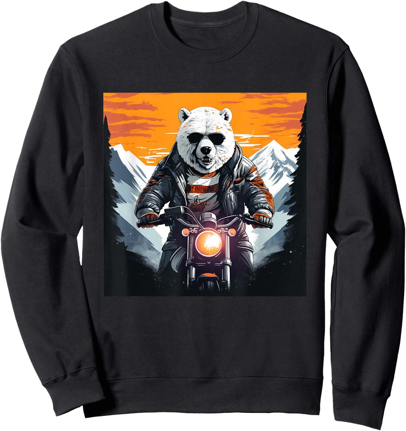 Biker Polar Bear Riding Motorcycle Sweatshirt - Sweatshirt | Black