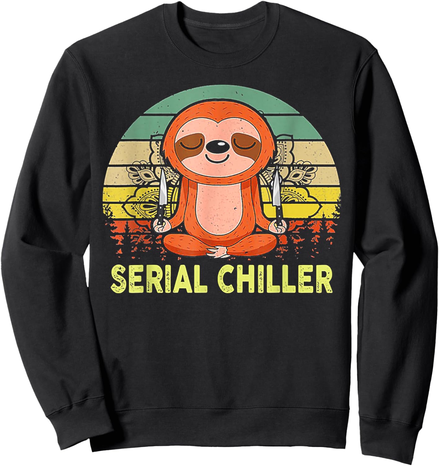 Serial Chiller Sloth Yoga Retro Vintage Sweatshirt - Sweatshirt | Black