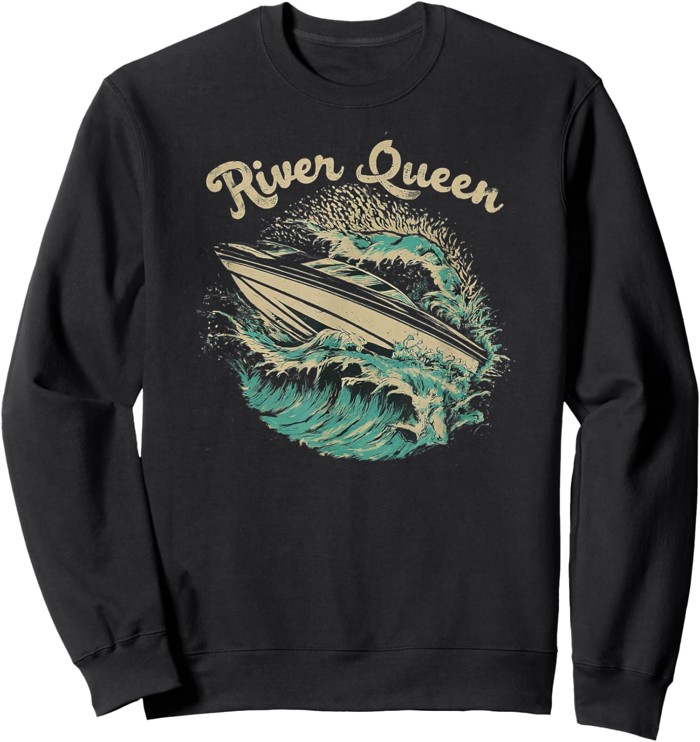 Big Wave River Queen Ski Boat Sweatshirt - Sweatshirt | Black