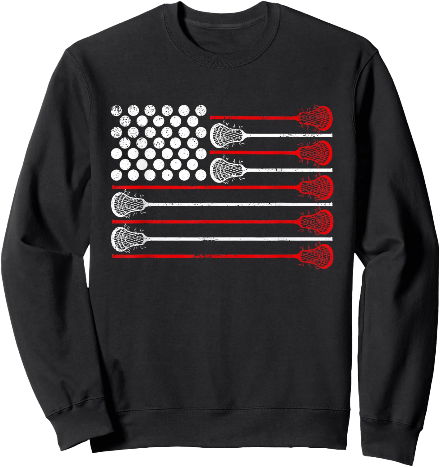 Lacrosse USA Flag Lax Sweatshirt - Sweatshirt | Black