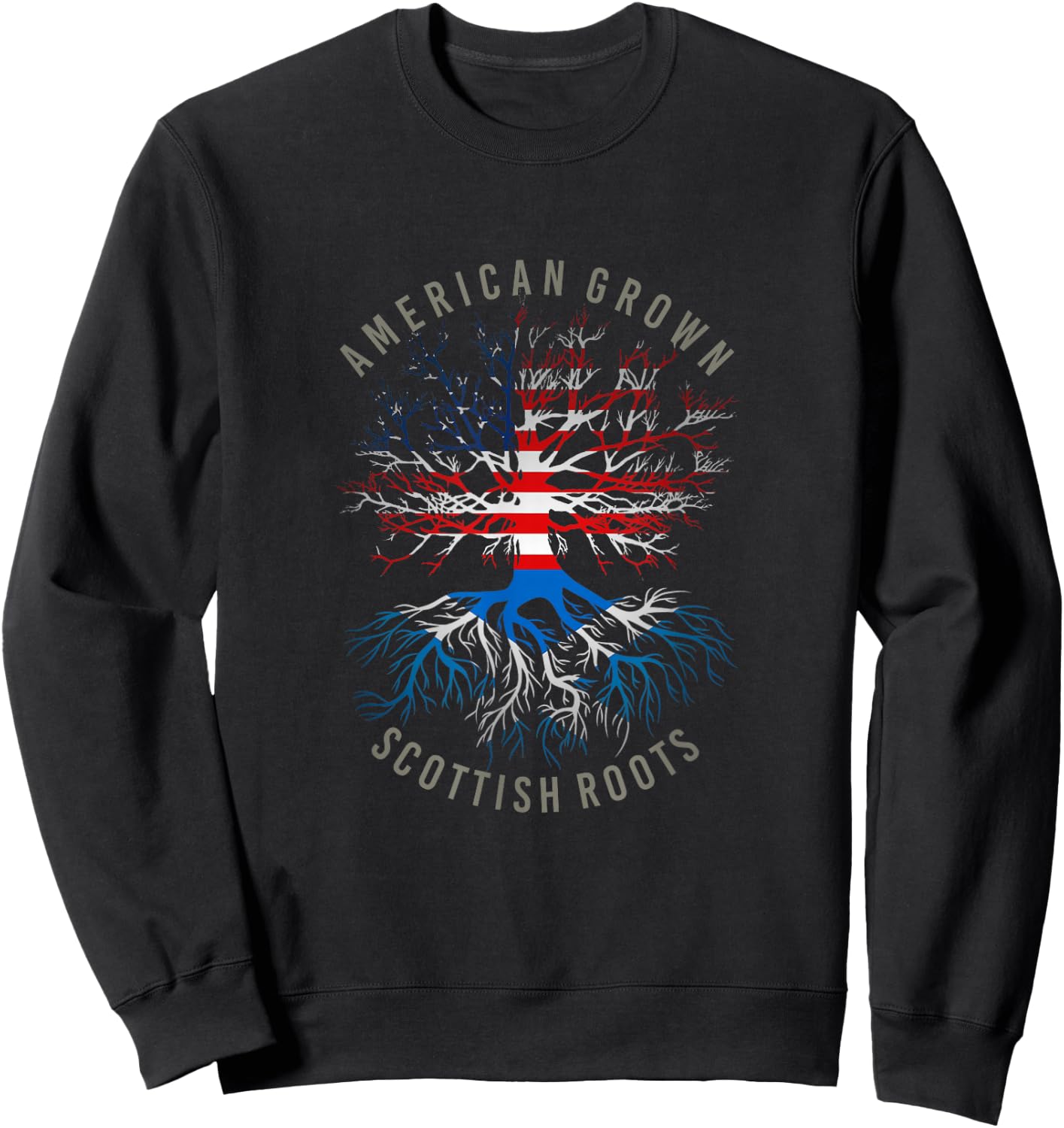 American Grown Scottish Roots USA Scotland Flag Heritage Sweatshirt - Sweatshirt | Black