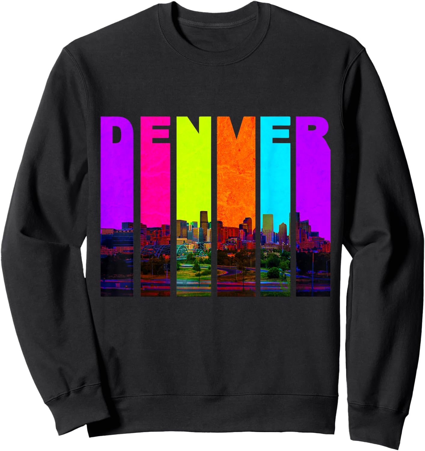 Retro I Love Denver Colorado Skyline Sweatshirt - Sweatshirt | Black
