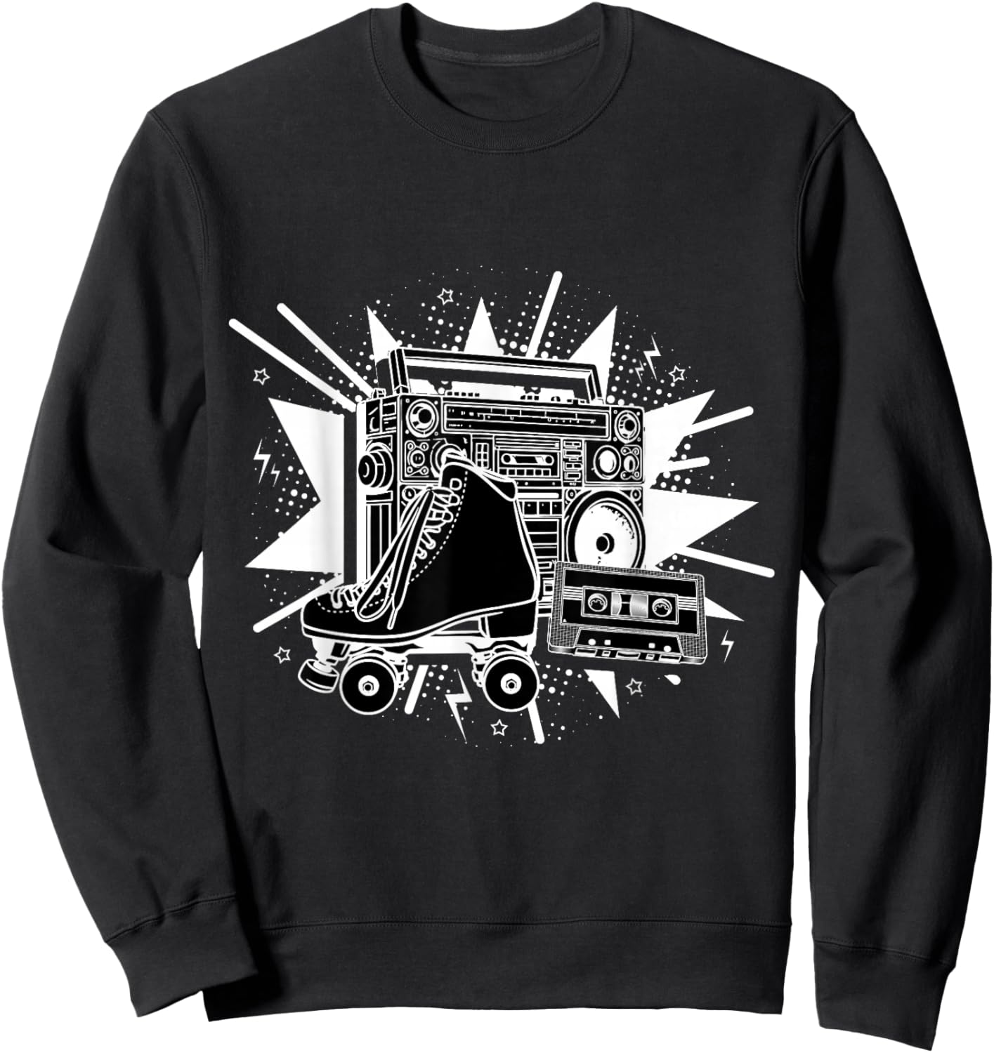 Retro Roller Skates Vintage Fun Skating Lifestyle Skates Sweatshirt - Sweatshirt | Black