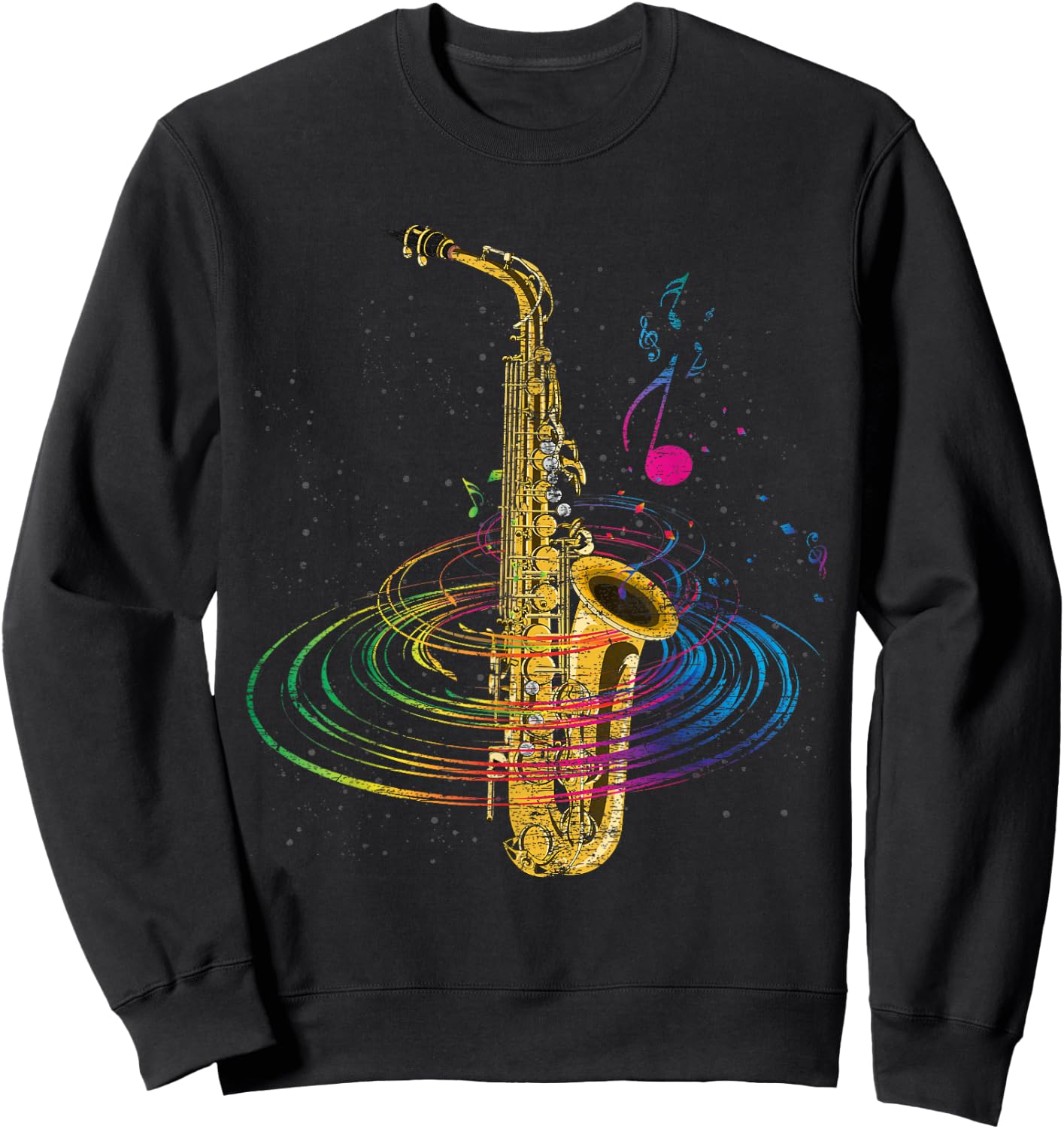 Sax Player Gift Saxophonist Music Notes Saxophone Sweatshirt - Sweatshirt | Black