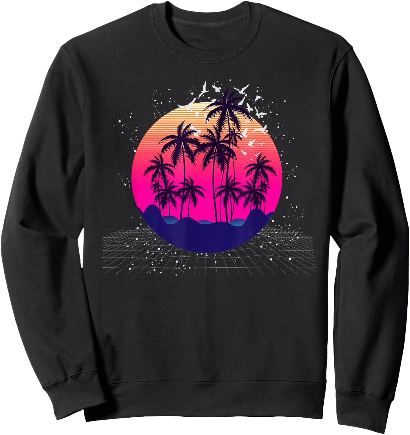 Vaporwave Aesthetic 80s Retro Art Tropical Vaporwave Sweatshirt - Sweatshirt | Black