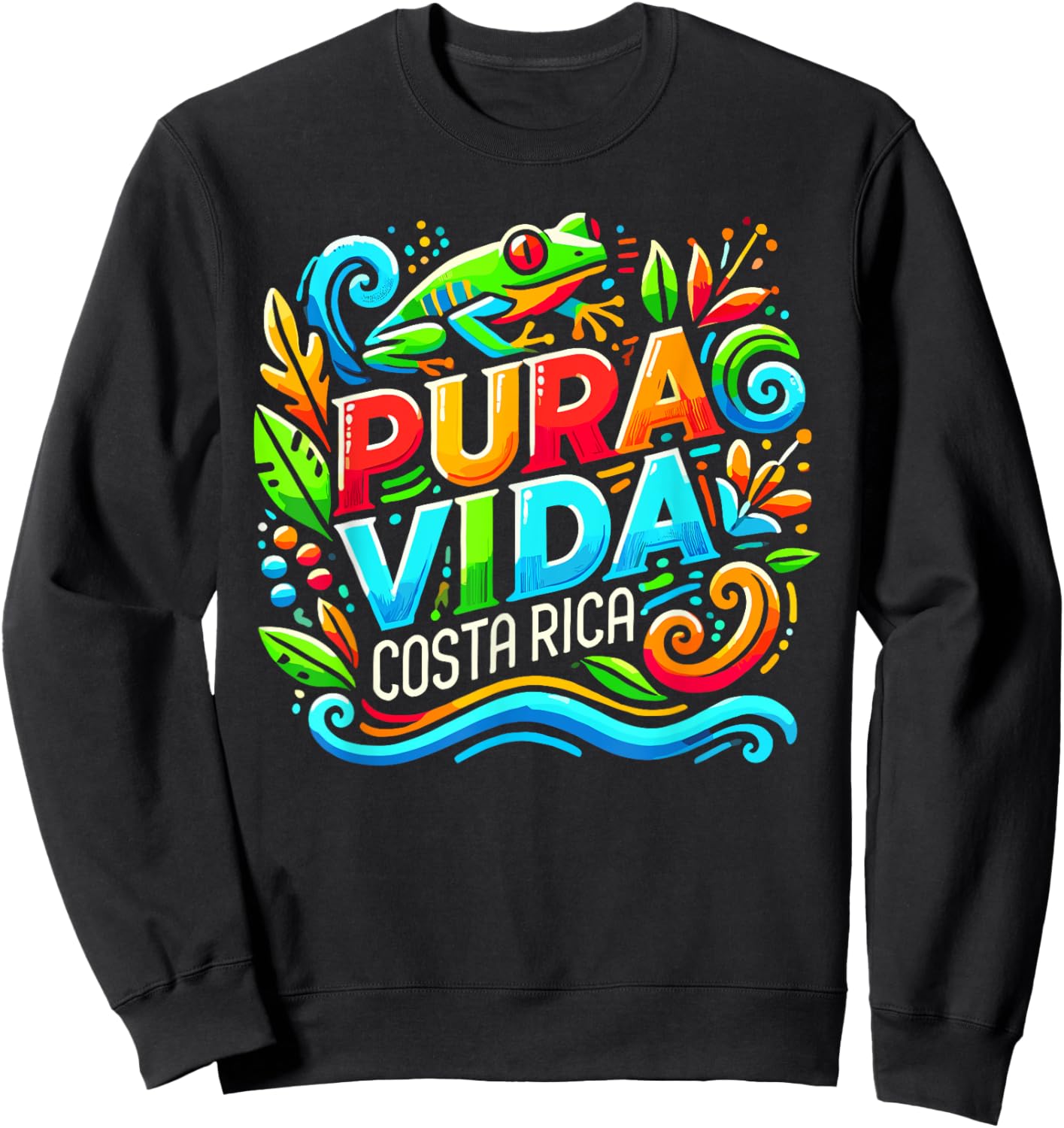 Costa Rica Rain Forest Tree Frog Pura Vida Costa Rica Sweatshirt - Sweatshirt | Black