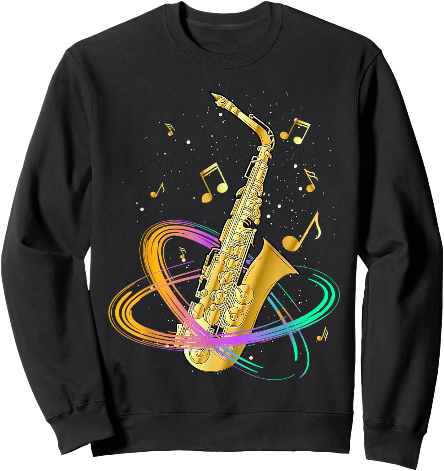 Saxophone Player Musical Notes Jazz Musician Saxophonist Sax Sweatshirt - Sweatshirt | Black