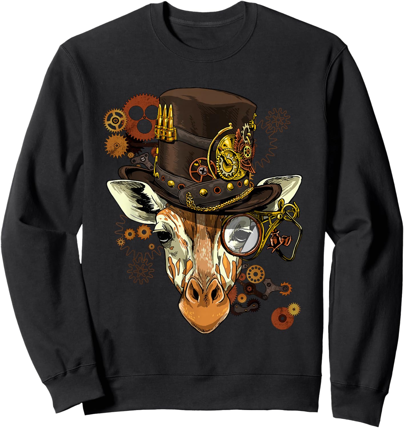 Steampunk Gear Giraffe Shirt Mechanical Animal Giraffe Lover Sweatshirt - Sweatshirt | Black
