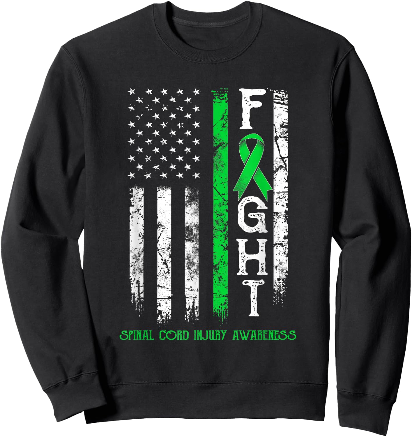 Spinal Cord Injury Warrior US Flag Sweatshirt - Sweatshirt | Black
