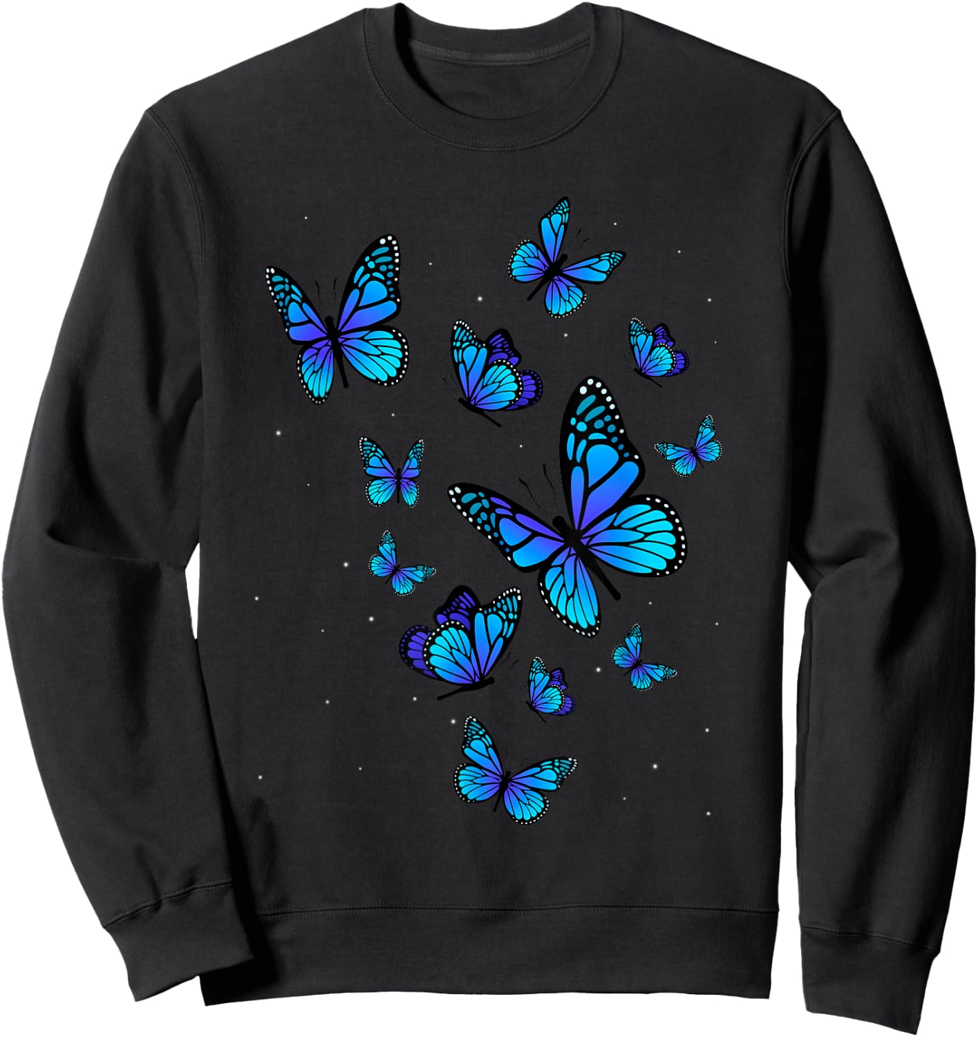 Blue Butterfly Art Garden Beautiful Butterflies Sweatshirt - Sweatshirt | Black