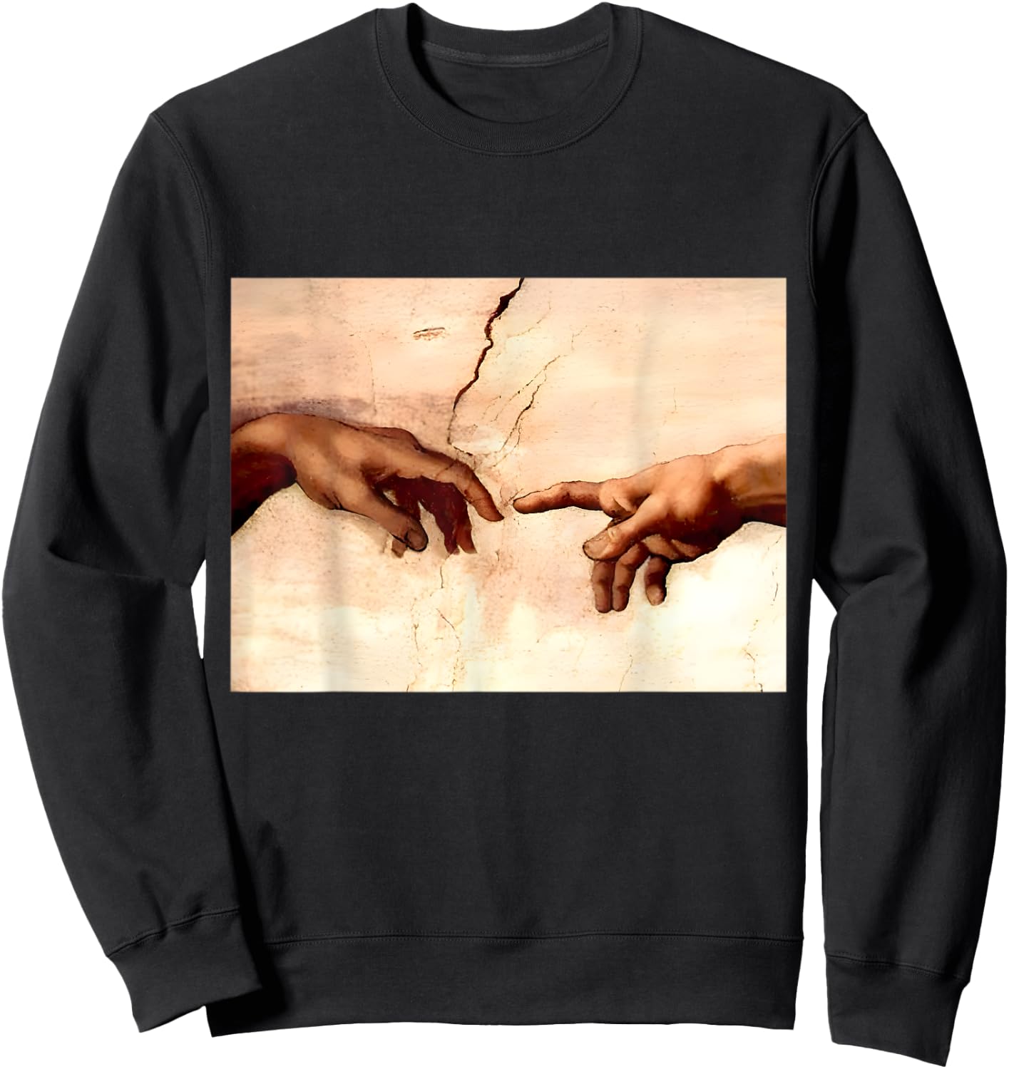 The Creation Of Adam | Michelangelo Artwork Vintage Sweatshirt - Sweatshirt | Black