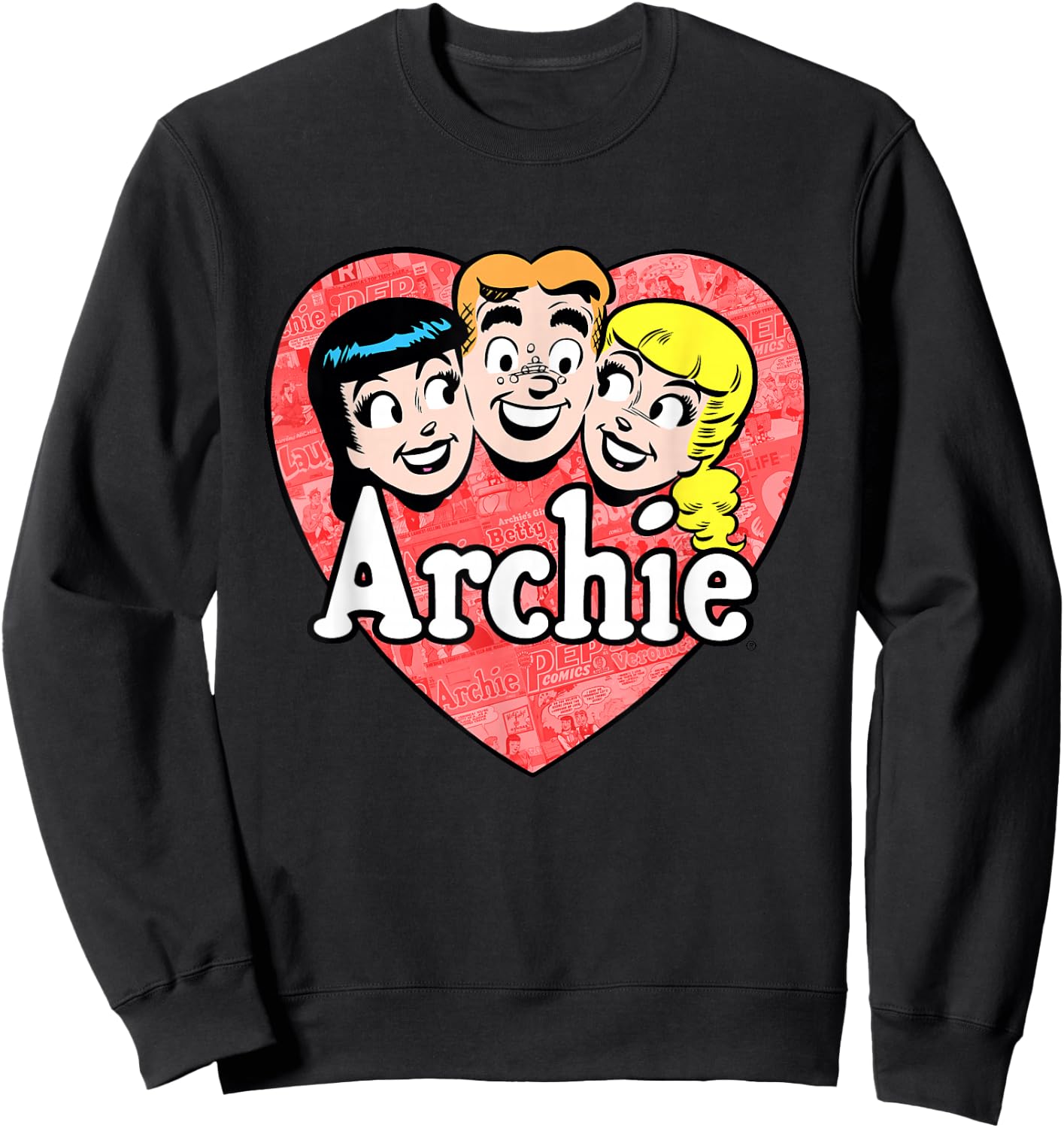 Retro Archie Heart Design Featuring Archie, Betty & Veronica Sweatshirt - Sweatshirt | Black