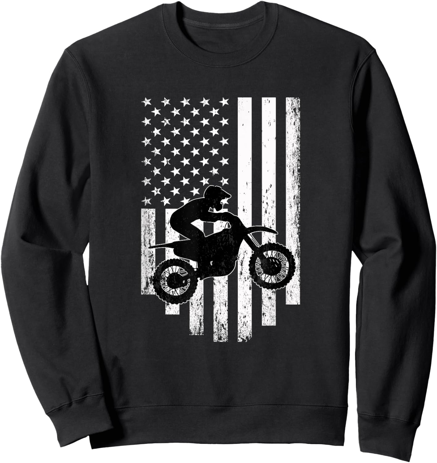 American Flag Motorcross Braap Dirt Bike Sweatshirt - Sweatshirt | Black