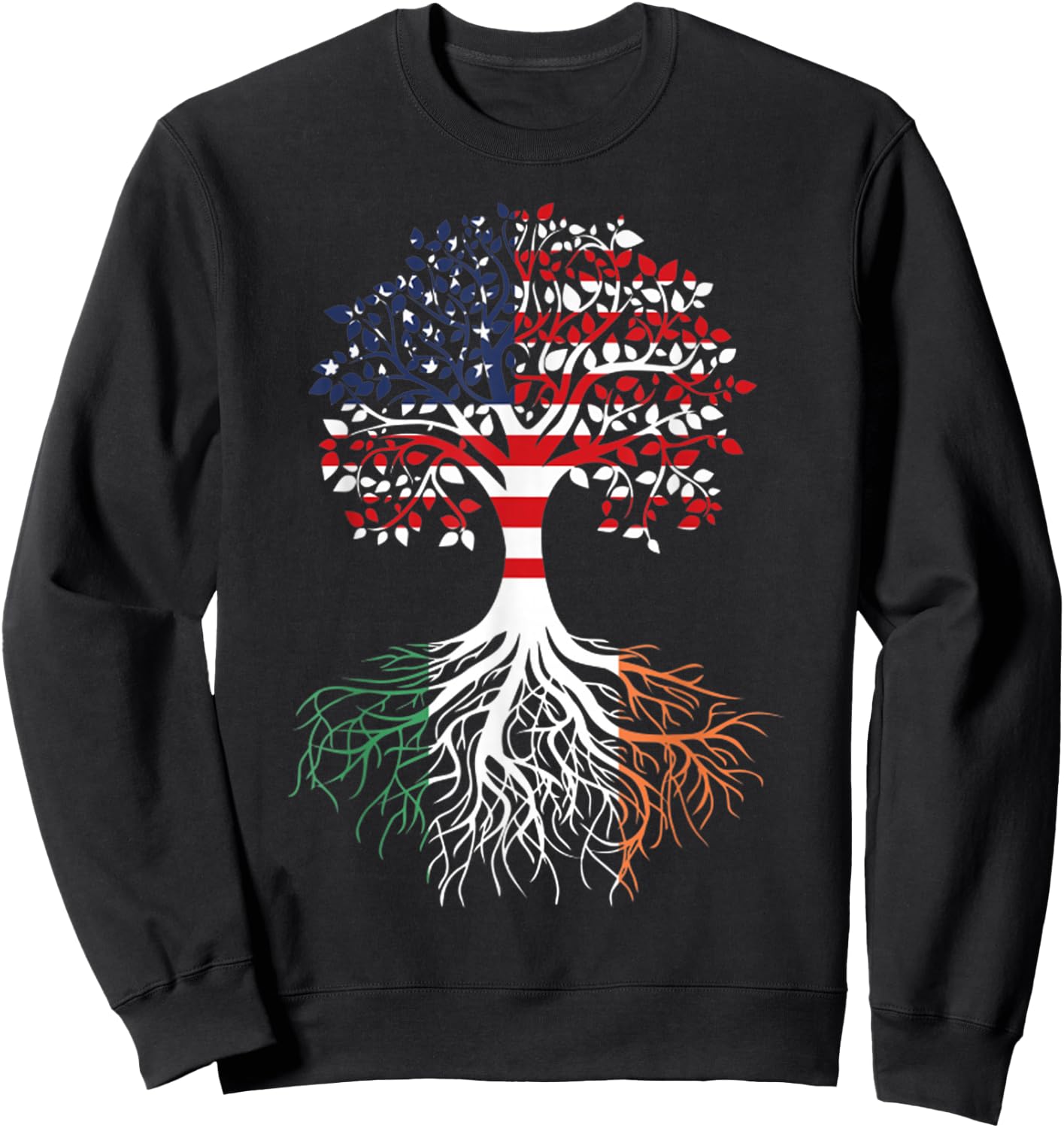 Irish Roots American Grown Tree Flag Sweatshirt - Sweatshirt | Black